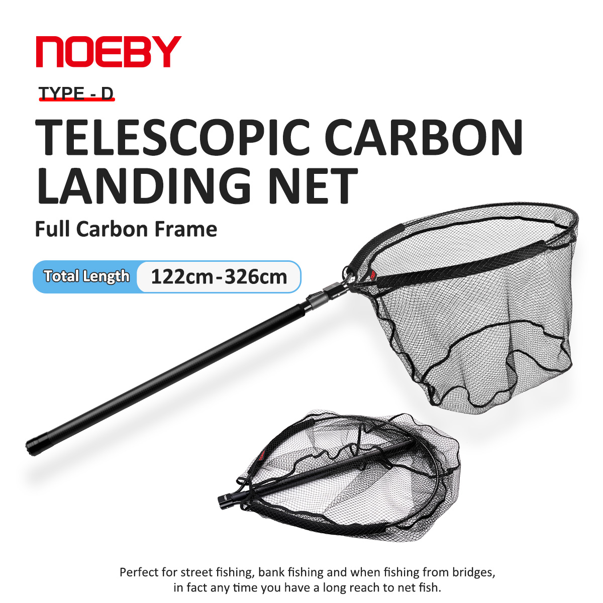 Landing Net Telescopic - NOEBY Épuisette télescopique à cadre entièrement