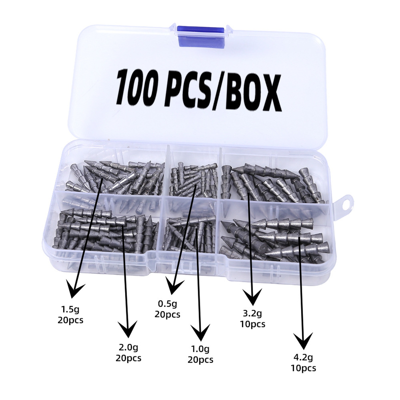 Tungsten Sinkers - Kit de 100 poids à ongles