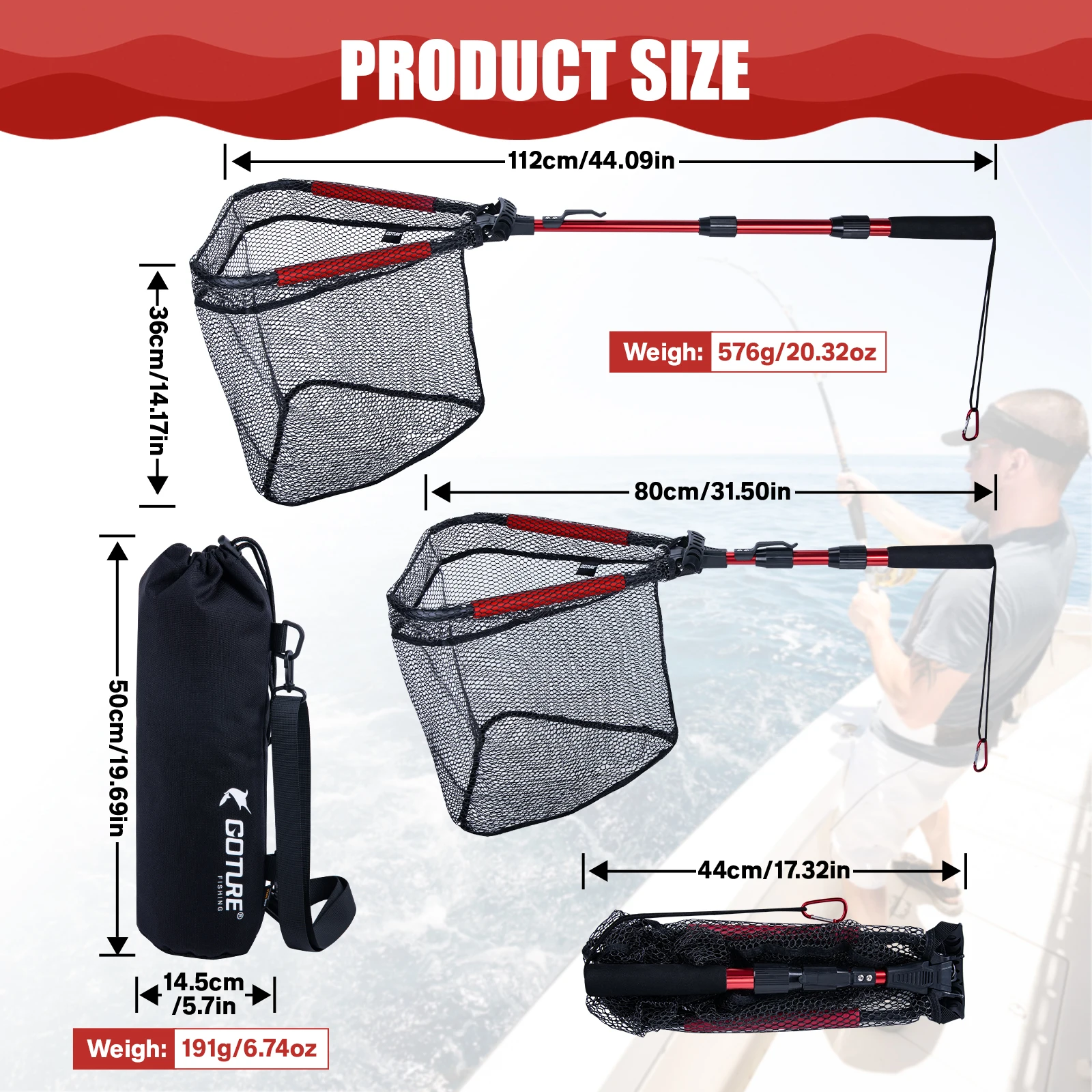 Goture – filet de pêche pliabl - Landing Net Telescopic avis et prix